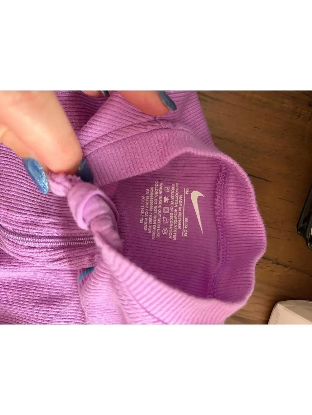 Nike purple ribbed bodysuit size 9m